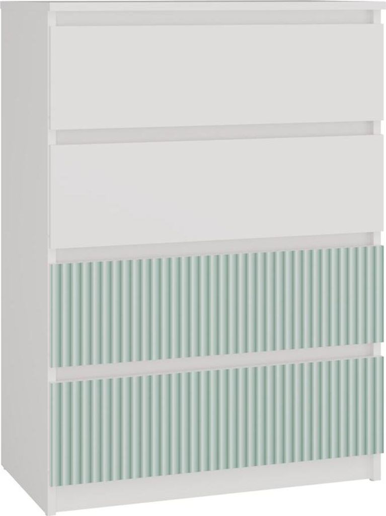 Große Kommode MALWA M4 ARTESO mit 4 Schubladen - Weiß/Mint | Farbe: Weiß/Mint | Größe: 70x97x40 cm