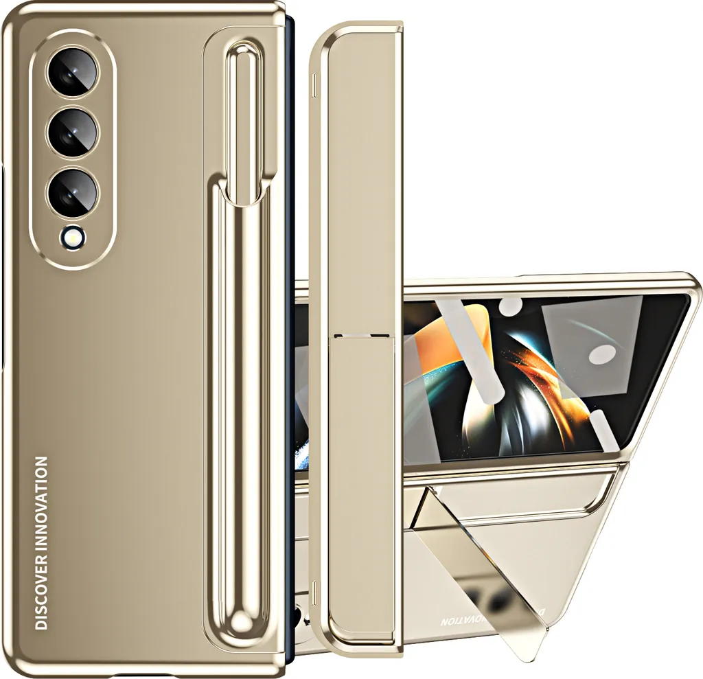 Custodia Samsung Z Fold 4 con Cavalletto e Porta S-Pen | Oro Elegante
