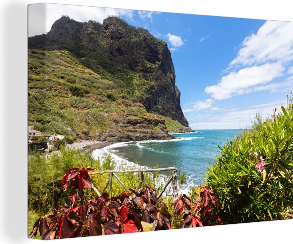 OneMillionCanvasses - Leinwandbilder - 140x90 cm, Eine schöne Bucht mit Vegetation auf Madeira, Wandbilder Kunstdruck Wanddekoration - Foto auf ...