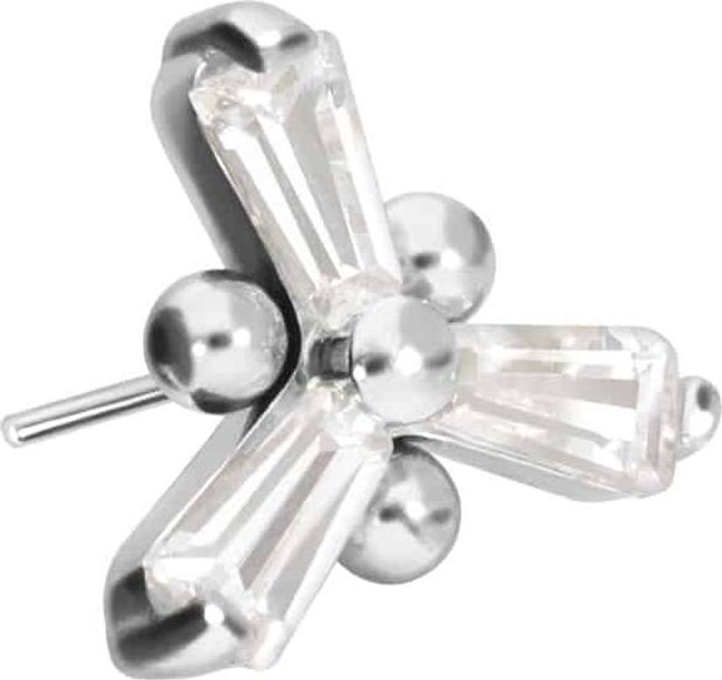 Piercing-Zubehör Titan Aufsatz mit Push Pin KRISTALLBLUME