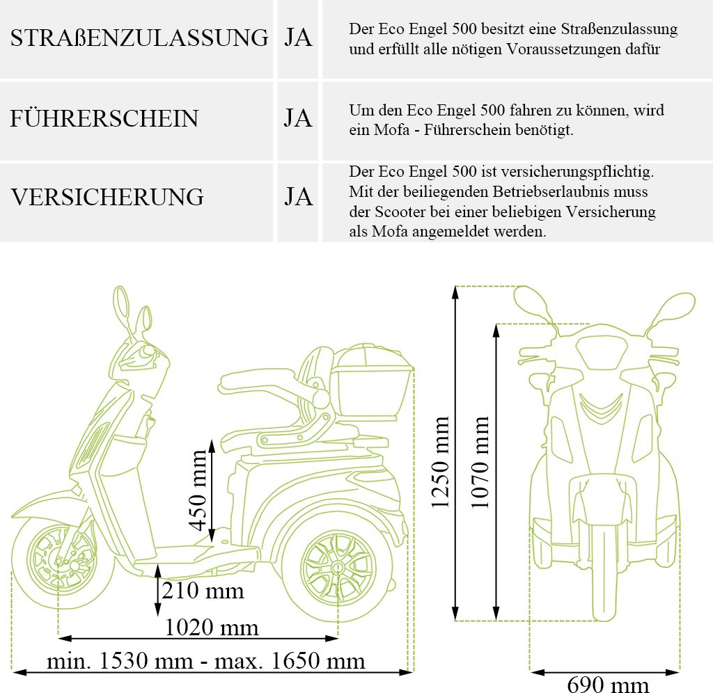 ECO ENGEL 500 Rot, 15 km/h, 1000 Watt, Reichweite c.a. 55 Produktbild 4