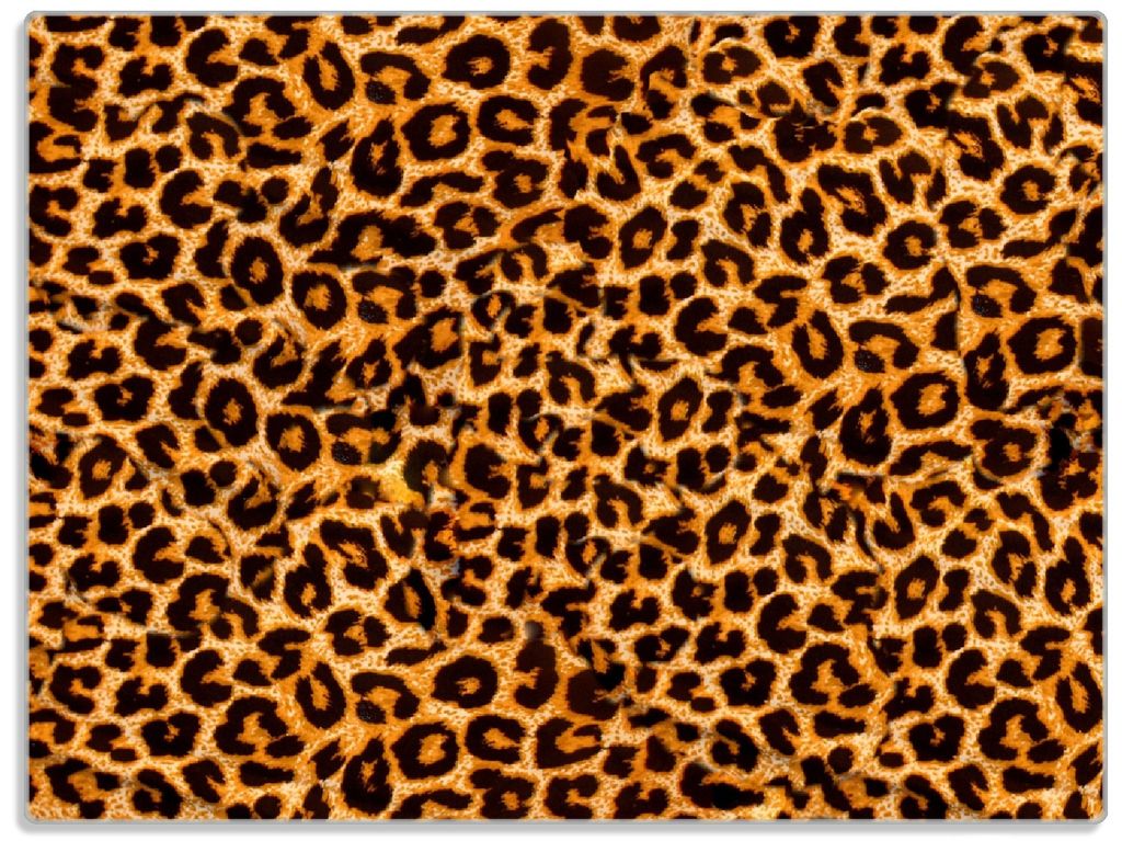 Wallario Glasunterlage, Schneidebrett aus Glas, Größe 30 x 40 cm, Motiv Leopardenmuster in orange schwarz