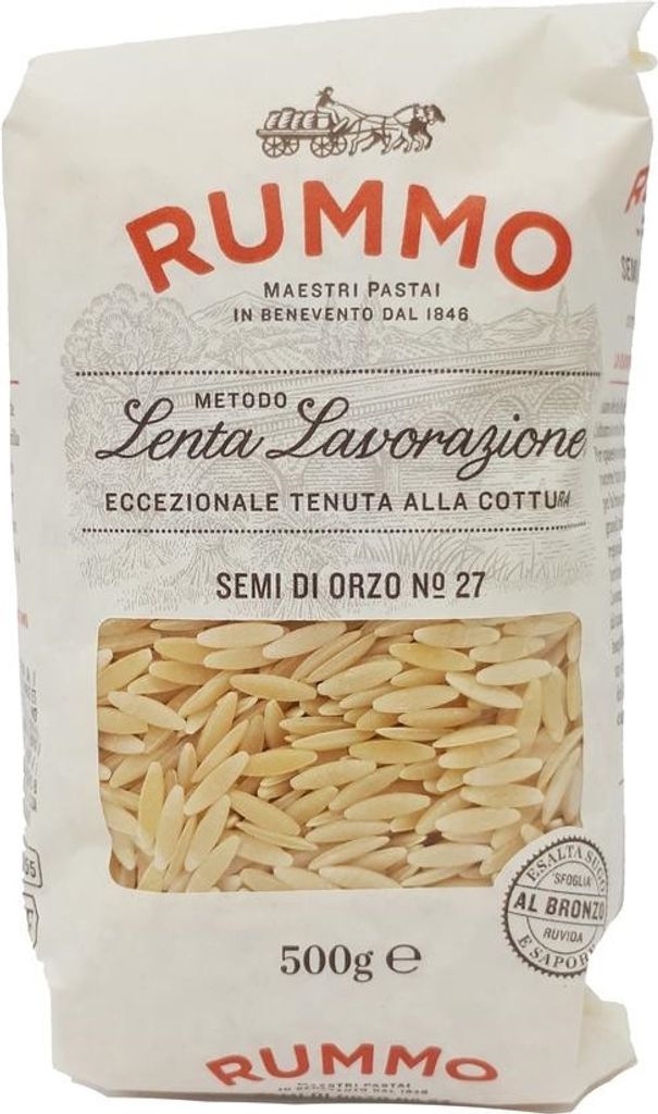 A bag of Rummo Semi di Orzo pasta.