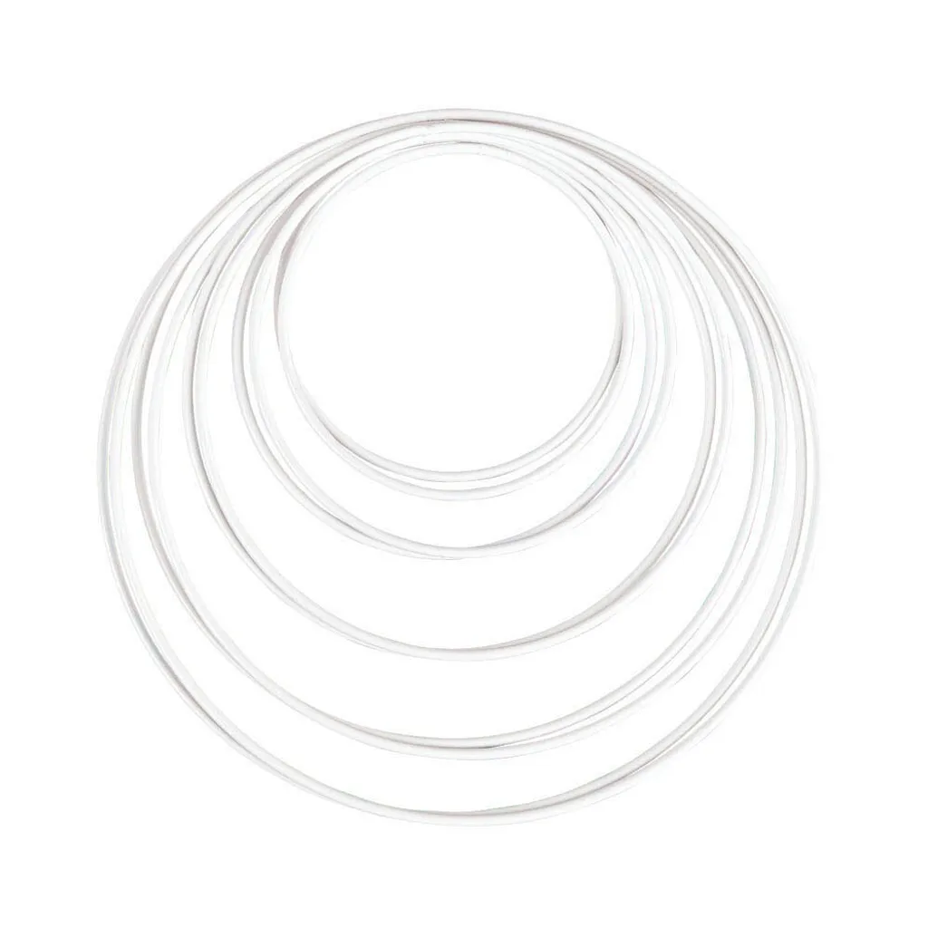 Rayher 25212102 Set de 10 anneaux métalliques blancs pour DIY - 10 cm