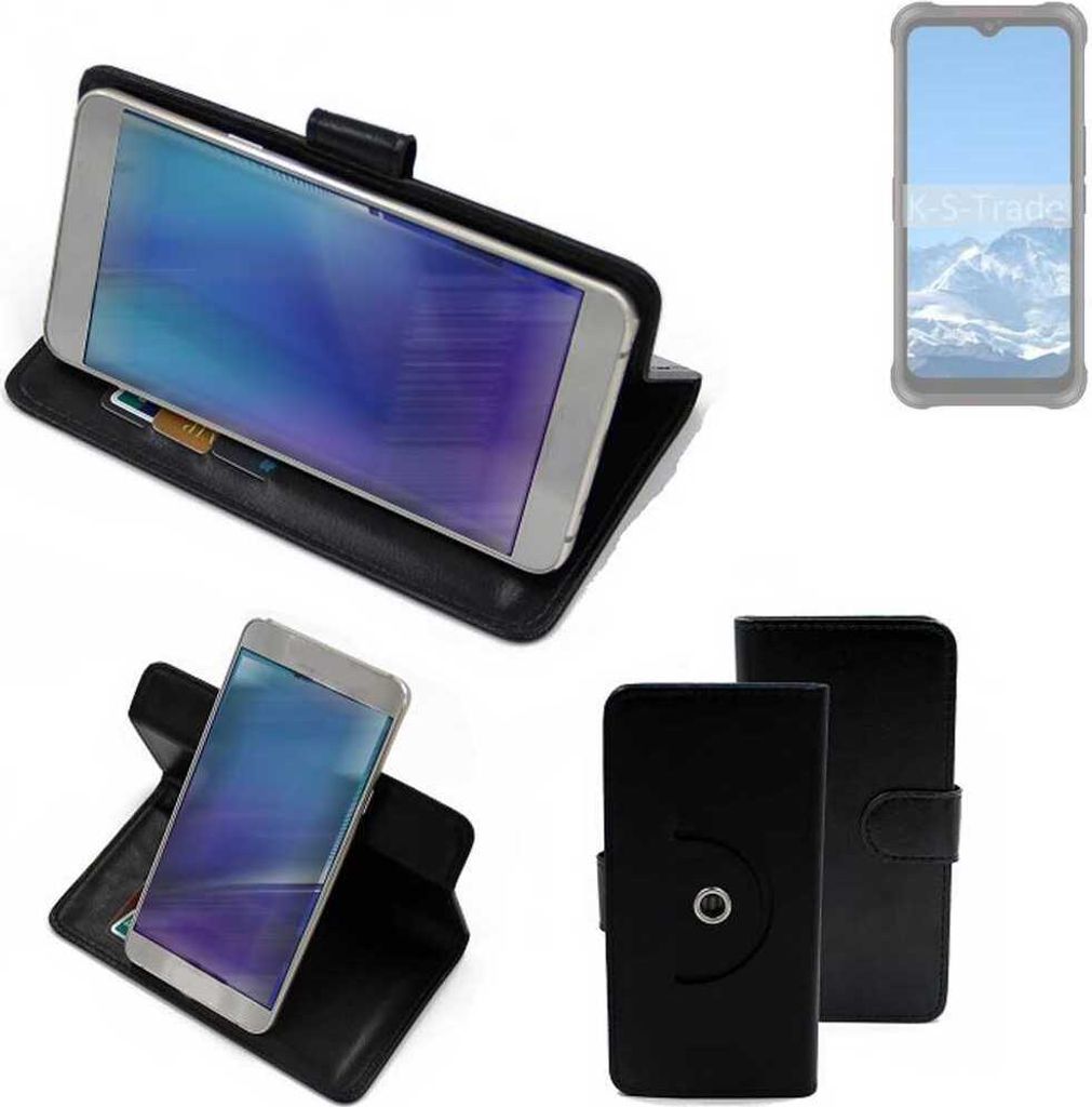 K-S-Trade Case Schutzhülle Handyhülle kompatibel mit AGM Glory Pro Flipcase Smartphone Cover Handy Schutz Tasche Klapphülle Walletcase schwarz