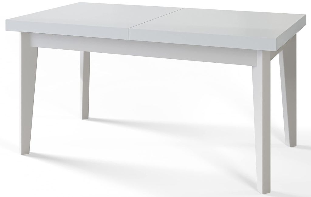 Alpi Moebel, Rechteckiger Esstisch Skandi, Wohnzimmertisch Ausziehbar 200-300x100x78 cm, Weiß mit Holzbeinen in Weiß