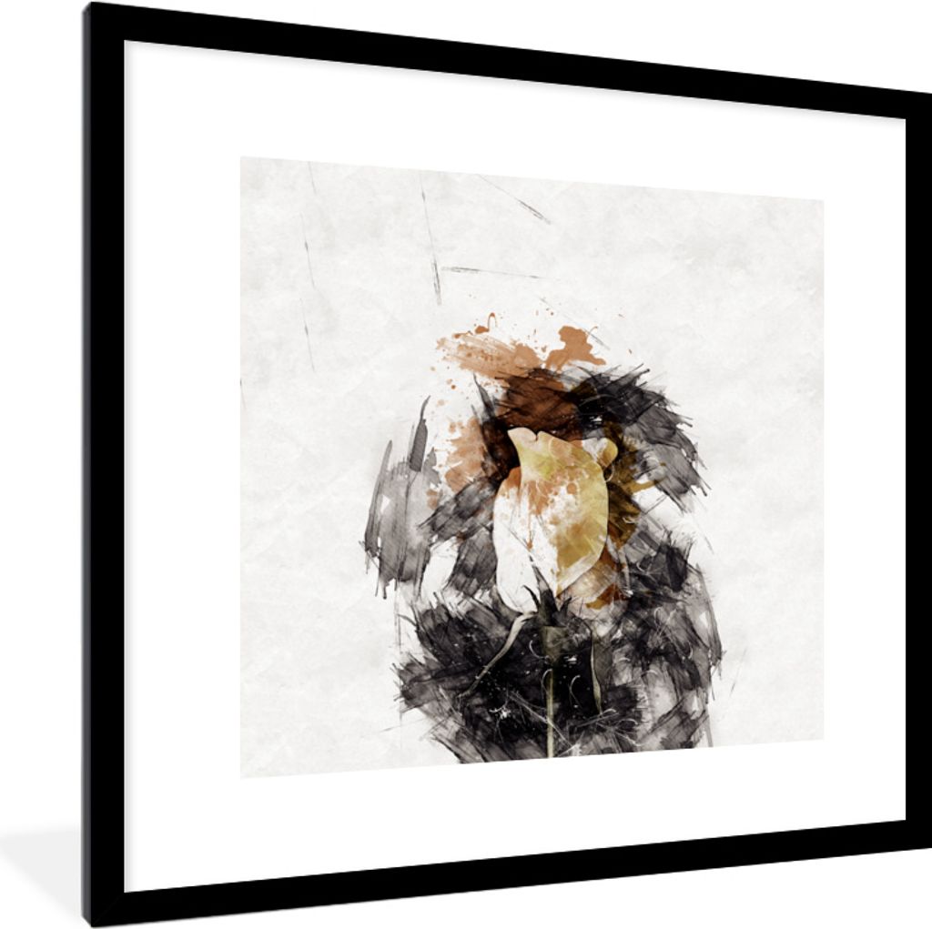 MuchoWow MuchoWow Gerahmtes Poster Rose - Blumen - Farbe 40x40 cm - Poster mit zchwarzem Bilderrahmen - Poster - Plakat im Rahmen