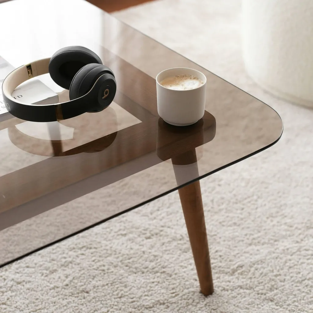 Table basse effet fumé Mezzagno structure bronze marron robuste