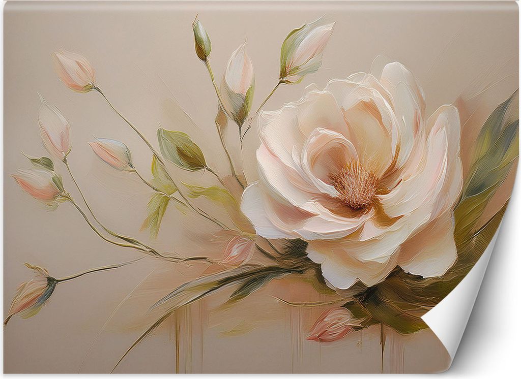 Vlies fototapete Rose Gemalte Blume 200x140 cm Feeby Beige inkl. Kleber einfache Montage
