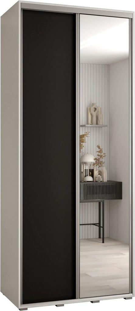 MEBLE KRYSPOL Davos 3 Schrank, zwei Türen - 235,2x120x45 cm - Weiß Schwarz Silber