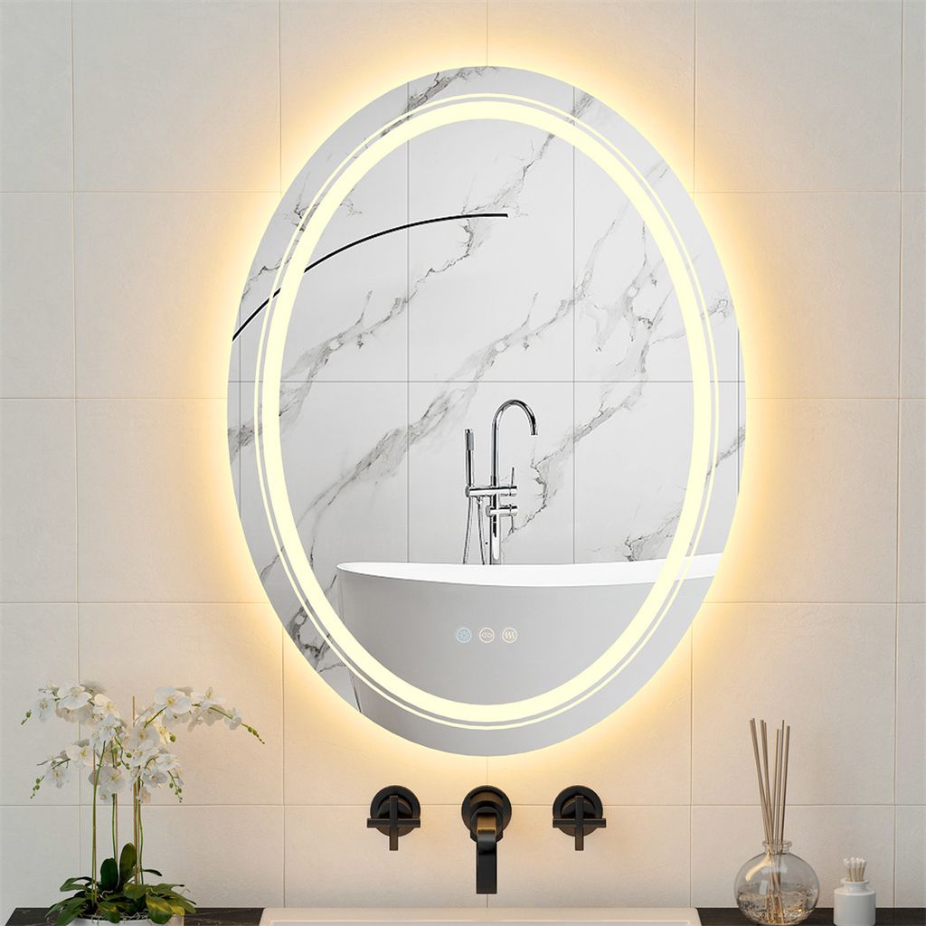 WISFOR LED Koupelnové zrcadlo kulaté 50×70 cm Nástěnné Obrázek produktu 4