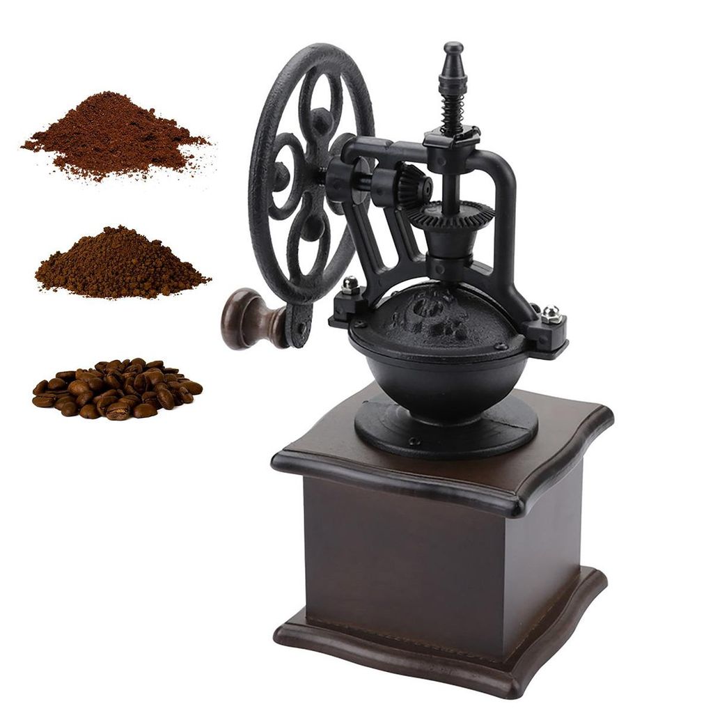 Manuelle Kaffeegewürzmühle aus Holz – Vintage Kaffeemühle mit verstellbarem Mahlgrad