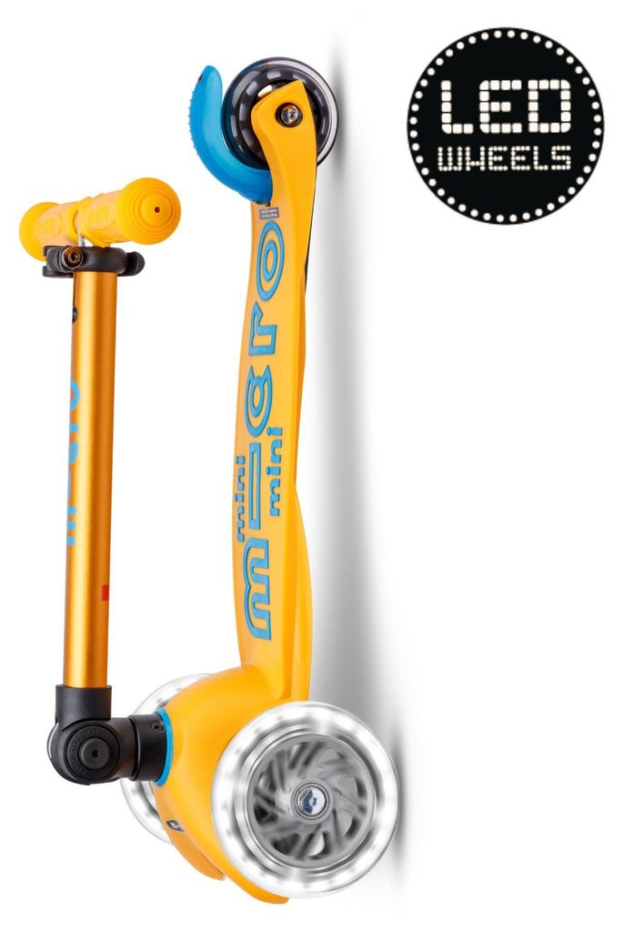 Micro Mobility Mini Micro Deluxe Foldable LED, Kinder, Dreiradroller, Junge/Mädchen, Asphalt, 50 kg, 3 Rad/Räder