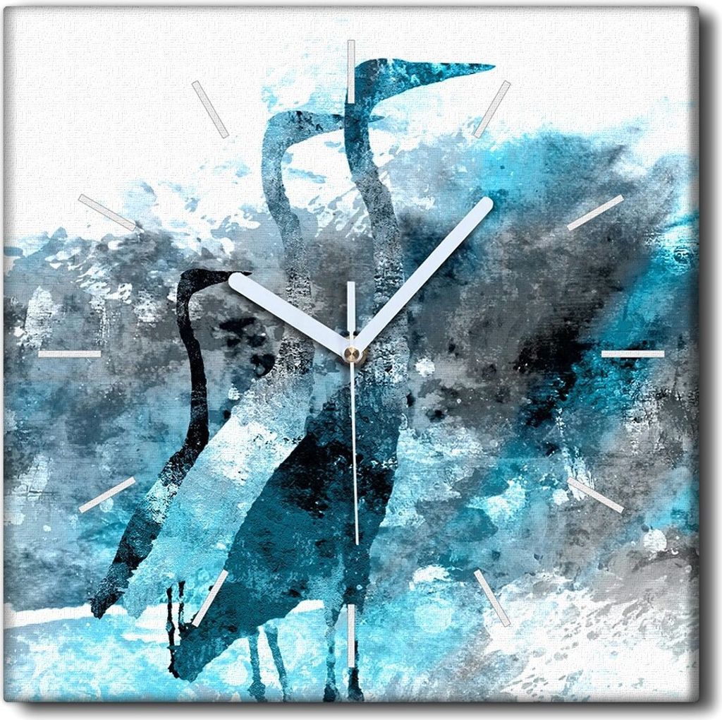Coloray Uhr auf Leinwand 30x30 cm Wand Uhr Dekoration Wohnzimmer Segeltuch weiße Zeiger -Aquarelle Tiere.
