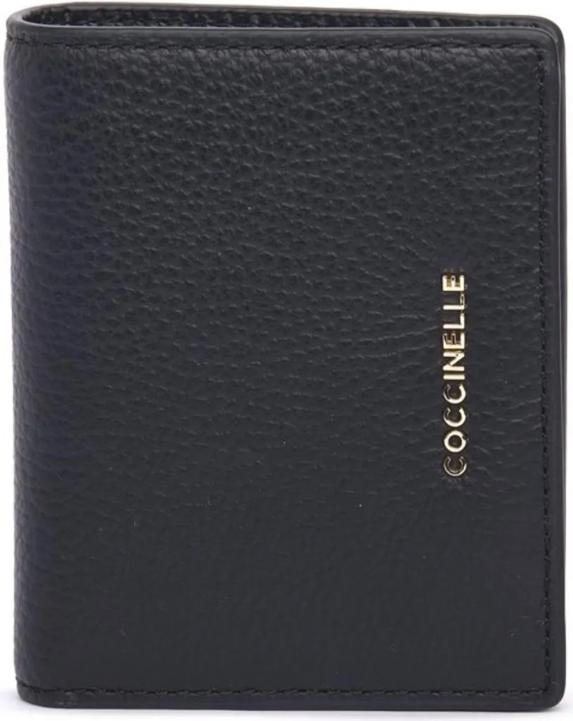 Petit portefeuille en cuir grainé Coccinelle MW511D301001 chic et noir