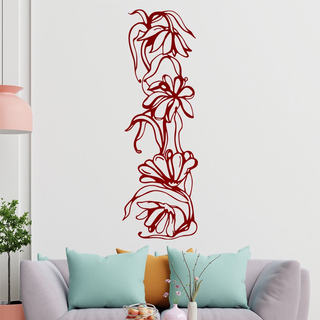 Blumen - Ranken Wandtattoo in 6 Größen - Wandaufkleber Wall Sticker - Dekoration, Küche, Wohnzimmer, Schlafzimmer, Badezimmer