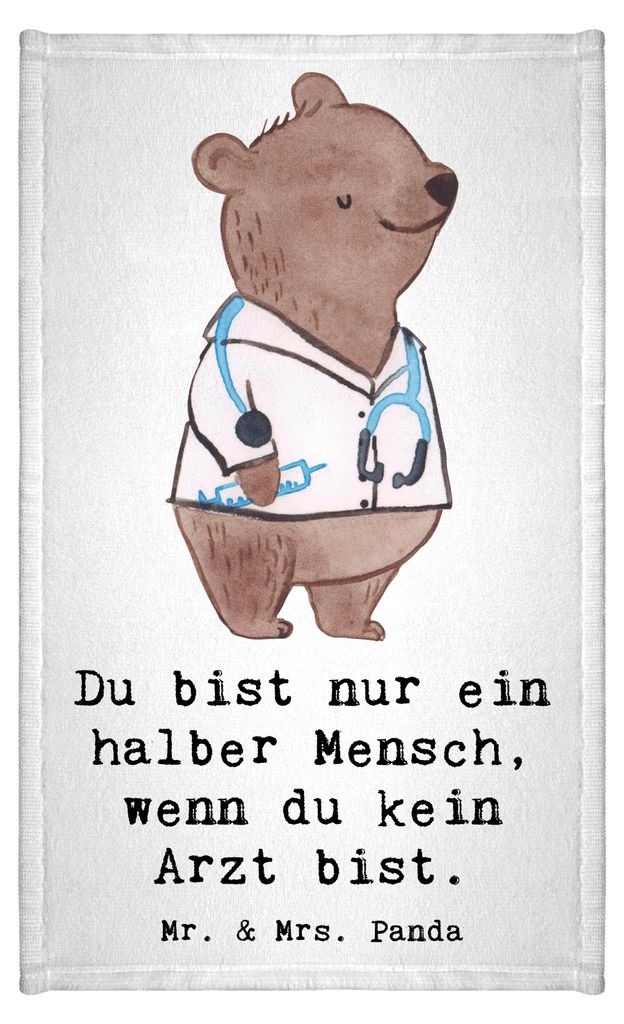 Mr. & Mrs. Panda Gästetuch Arzt Herz - Weiß - Geschenk, Krankenhaus, Handtuch Gäste-WC, Spruch, Gästehandtuch Bunt, Arztpraxis, Mini-Handtuch, ...