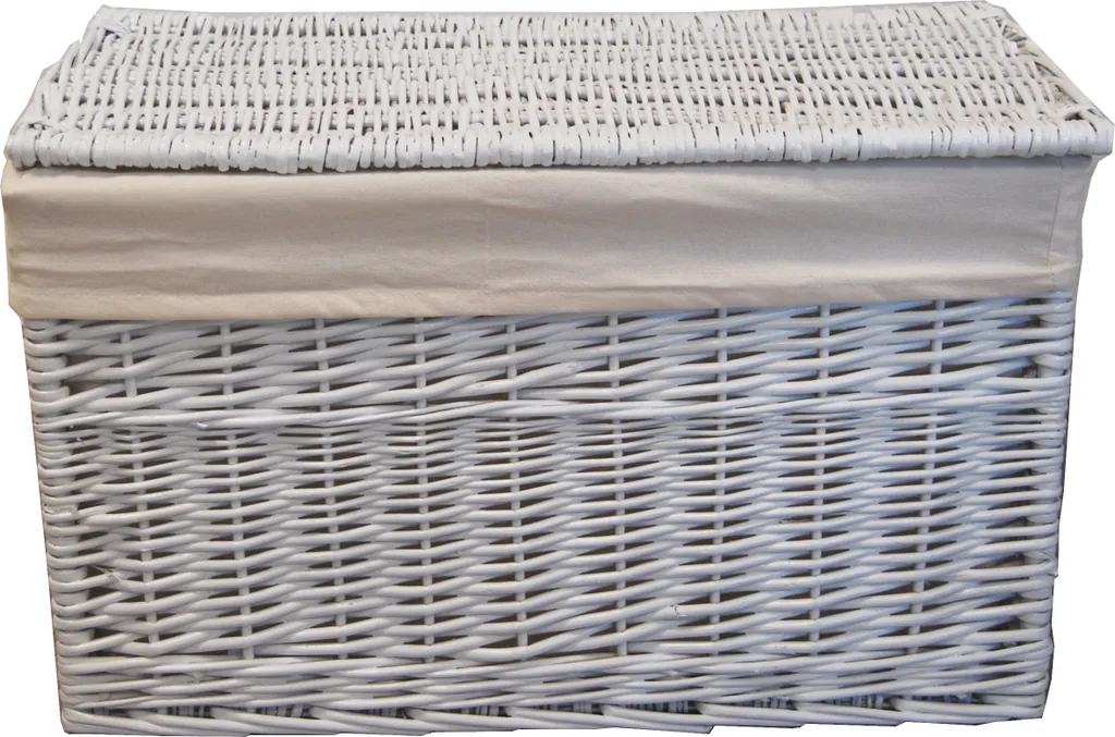 Panier à linge anti-odeur en osier blanc rectangulaire avec couvercle - 3