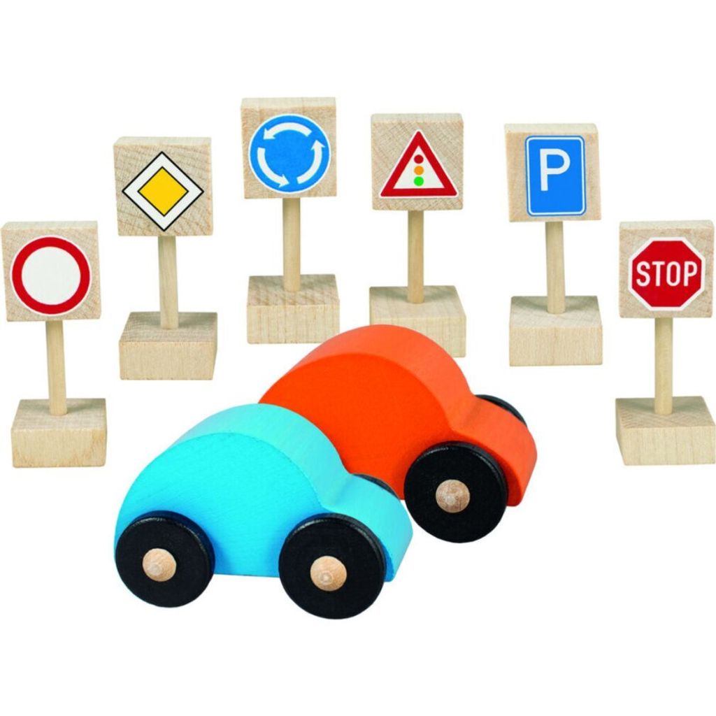 TEDDIES Autos mit Verkehrsschildern