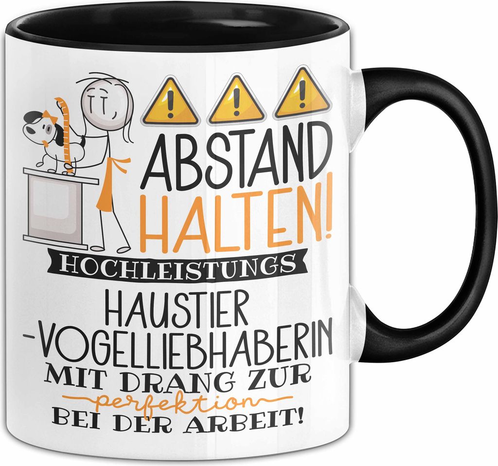 Haustier-Modedesignerin Tasse Geschenk Lustig Abstand Halten Hochleistungs-Haustier-Modedesignerin Mit Drang Zur Perfektion Bei Der Arbeit (Schwarz)