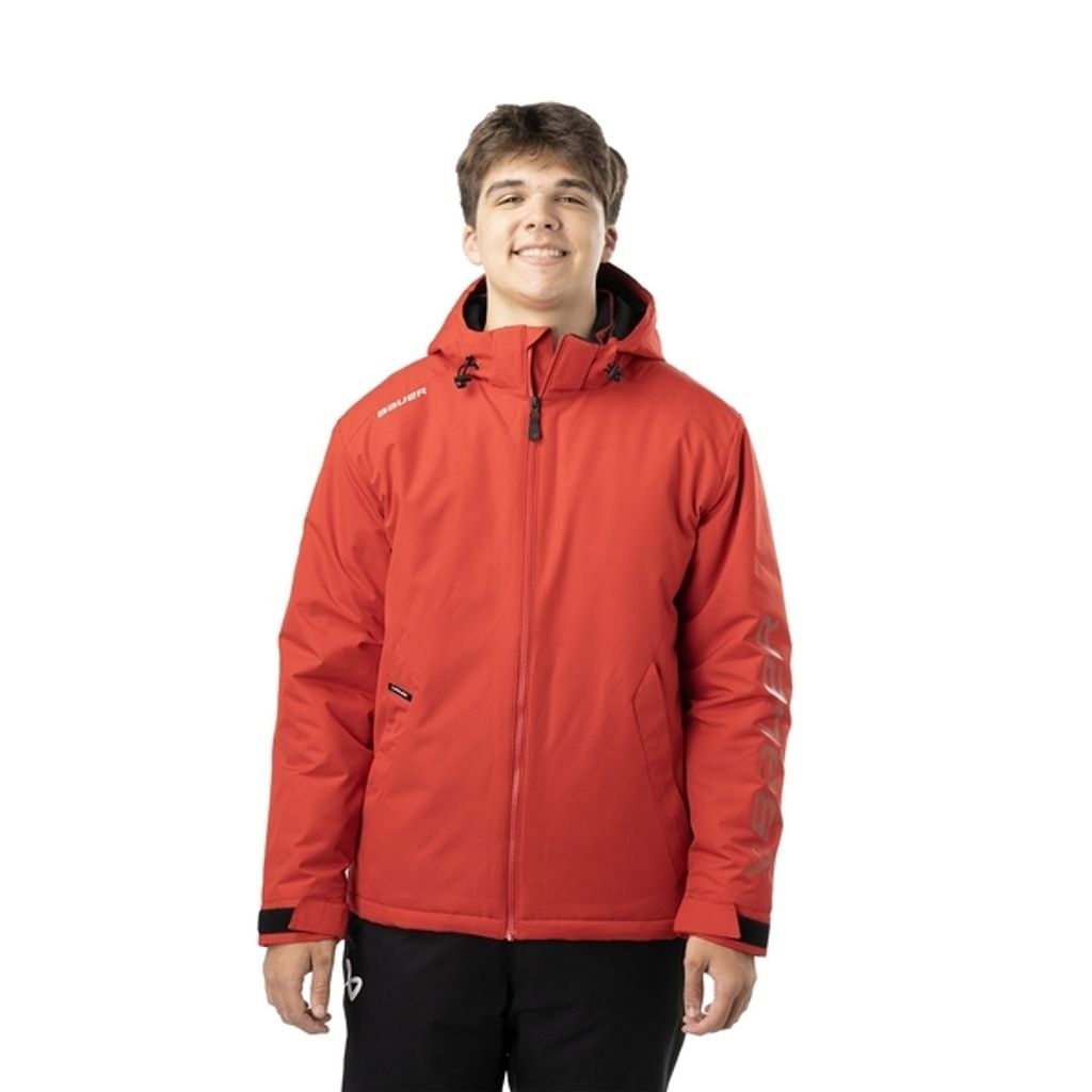 BAUER TEAM HEAVYWEIGHT JACKE - Senior - S24, Größe:L, Farbe:rot