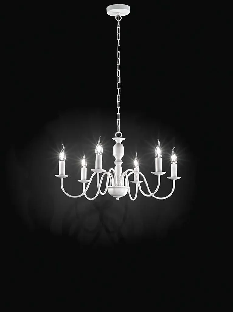 Lustre Suspension Métal Blanc Perenz 6xE14 Moderne Ajustable Ø67cm
