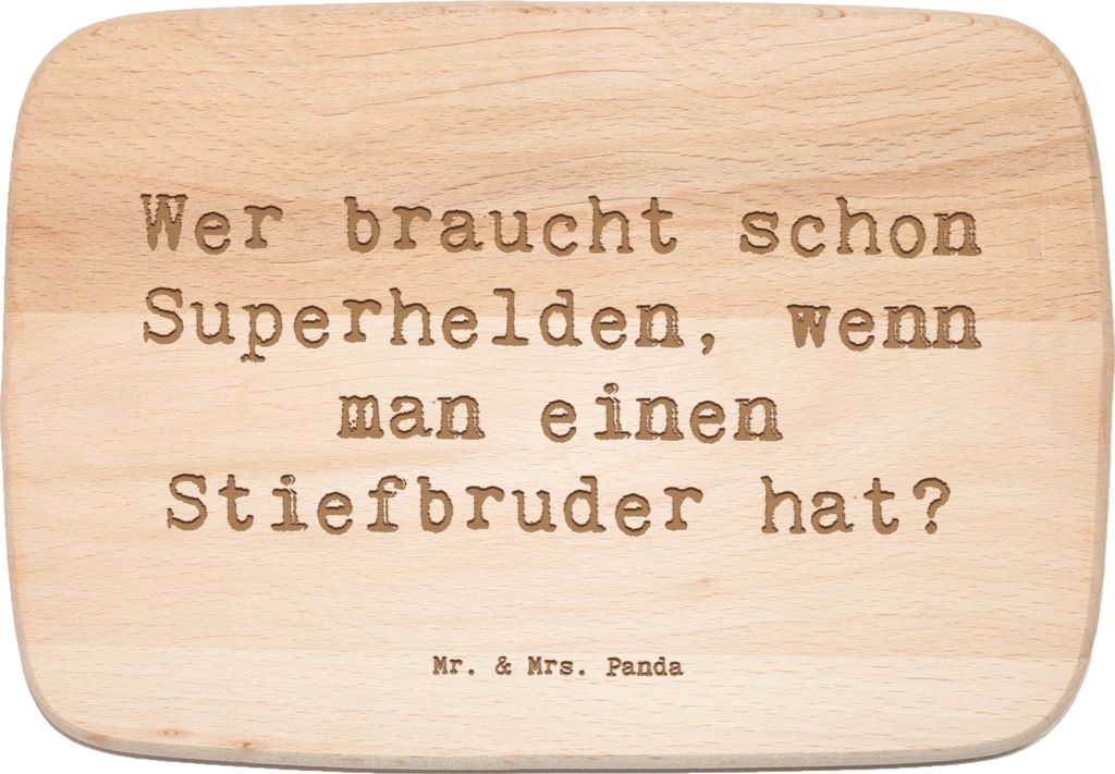 Mr. & Mrs. Panda Schneidebrett Holz Spruch Stiefbruder Held - Transparent - Geschenk, Freude, Freundschaft, massivholzbrett, Persönliche Geschenke...