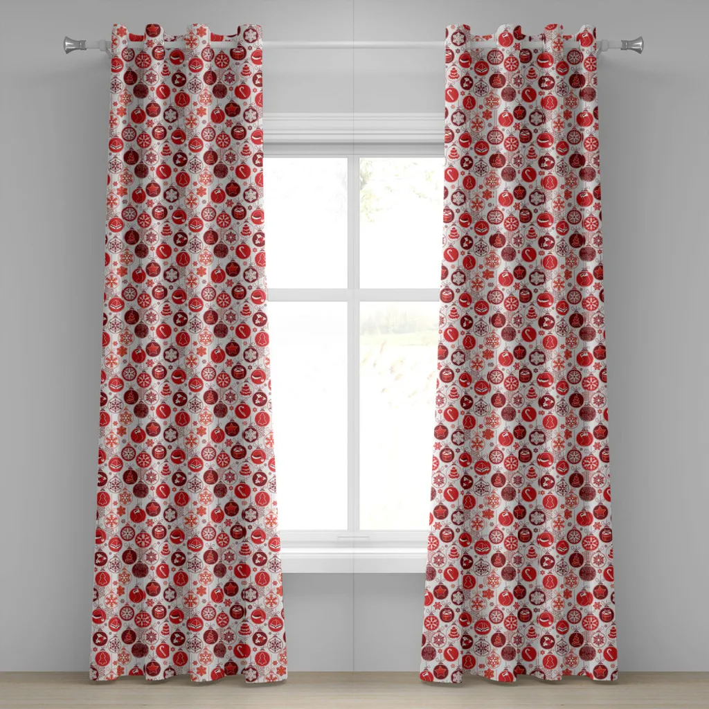 Occasione Natale! Tende ABAKUHAUS 280x225 cm Bianco Rosso Vermiglio