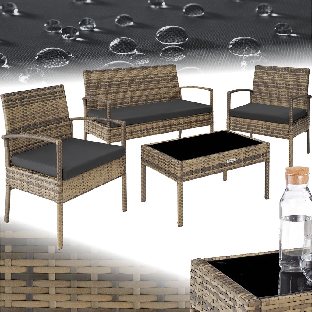 Rattan Sitzgruppe Sparta 3+1 - natur Produktbild 