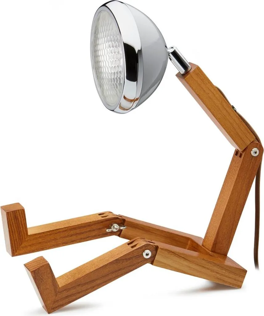 Lampe Design LED Mr. Wattson Original en Frêne et Métal Gris Nardo