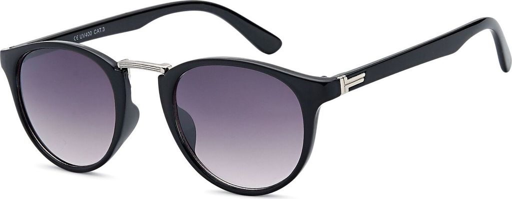 styleBREAKER Damen Panto Sonnenbrille mit runden ovalen Gläsern, Nasensteg aus Metall, Vollrand Kunststoff Gestell 09020084