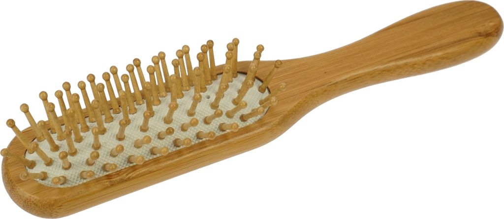 Haarbürste, Bambus-Holz, Holzstifte mit Noppen, 21 x 4 cm