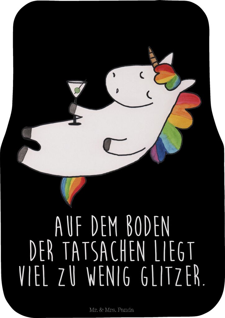 Mr. & Mrs. Panda Automatte Einhorn Cocktail - Schwarz - Geschenk, Fußmatte Auto, Fürs, Witzig, Rum, Fahrer, Geburtstag, Einhörner, Caipirinha, P...