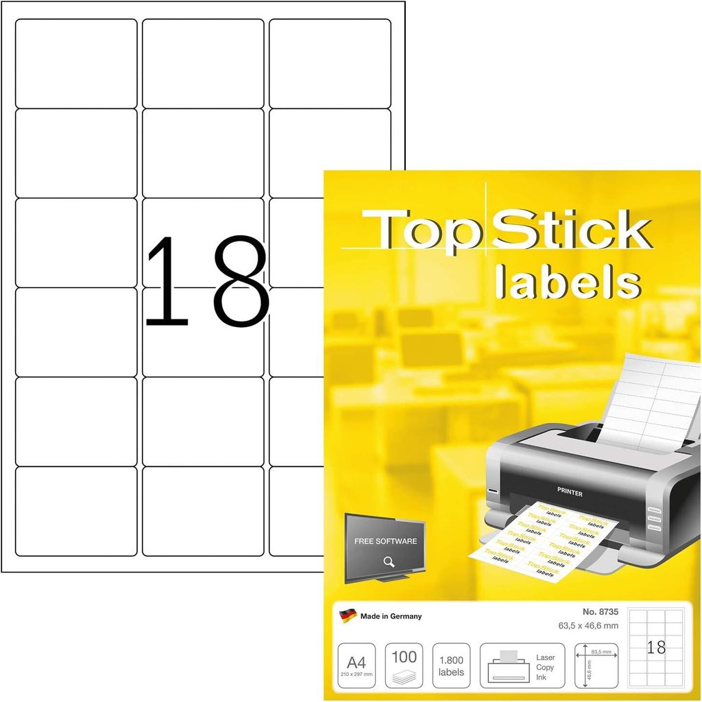 Universal-Etiketten Papier weiß selbstklebend 63,5x46,6mm Produktbild 