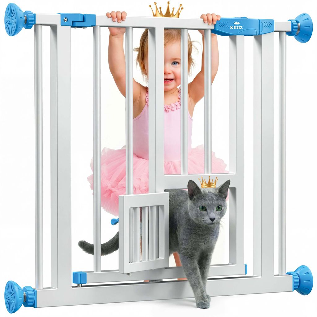 KIDIZ® Absperrgitter zum Klemmen mit Katzenklappe, Produktbild 