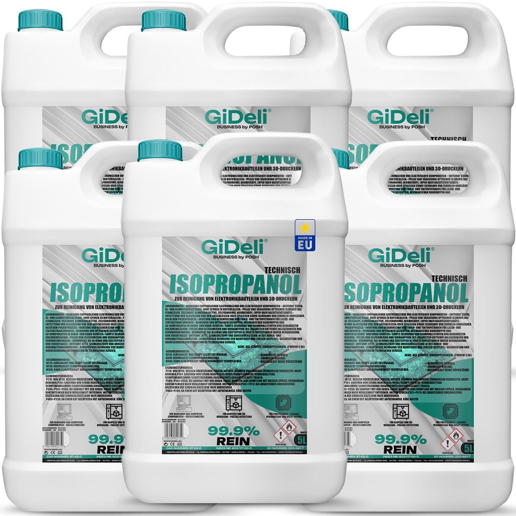 Isopropanol 30L Technisch 99,9% IPA Reiniger & Entfetter für Industrie GiDeli