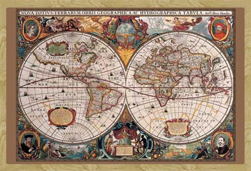 Carte du Monde Murale Prête à Poser avec Cadre Hêtre et Vitre Incassable