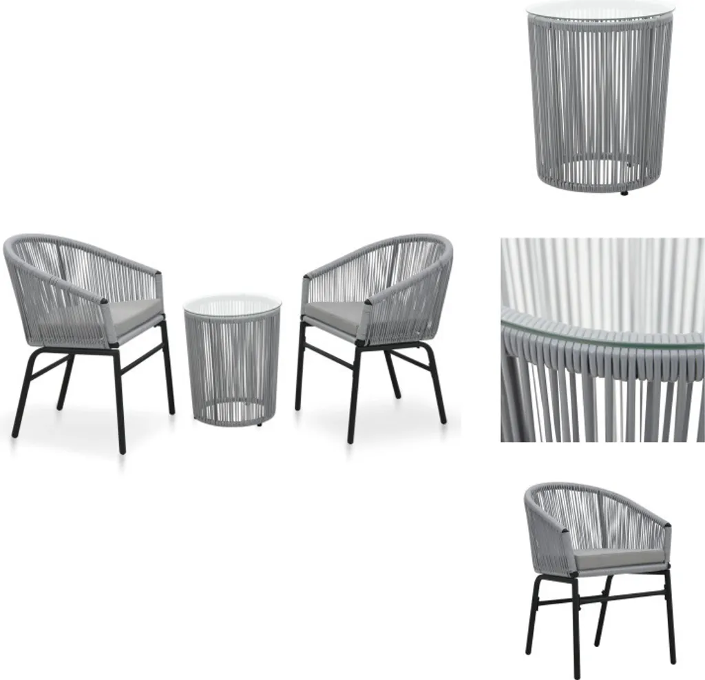 Mobilier de terrasse compact pour petit déjeuner et détente en duo gris