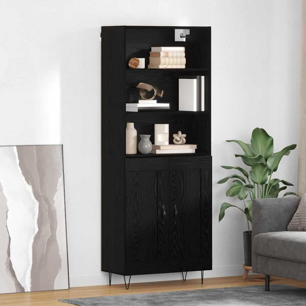 vidaXL Highboard 2 pcs Schwarz Eichen-Optik Holzwerkstoff
