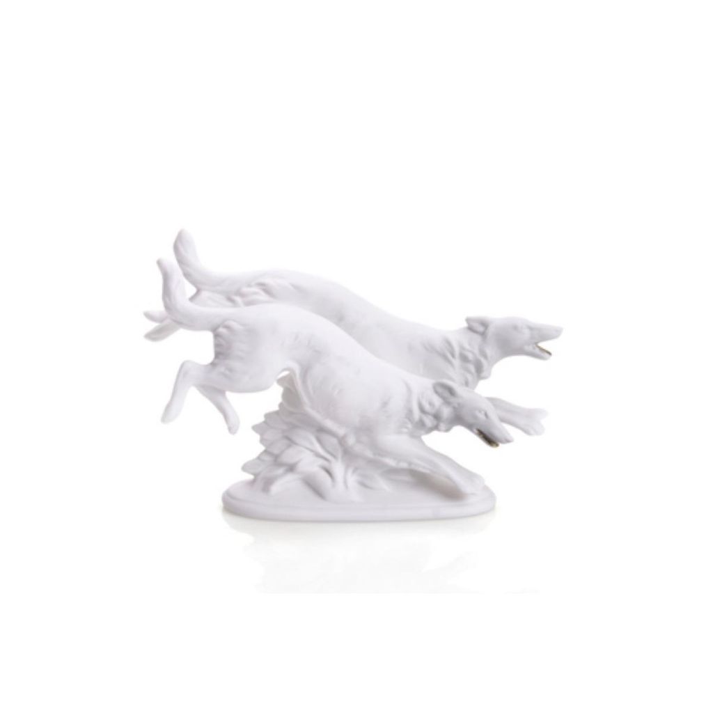 Porzellanfigur Windhunde, springend – handgefertigte Tierfigur