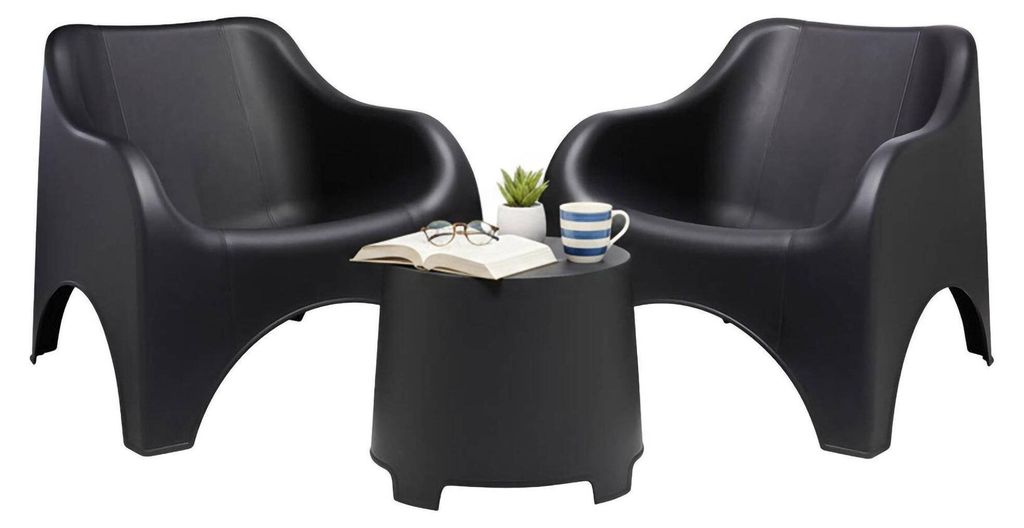 Dmora Set Gartenmöbel Cormons Anthrazit Schwarz, 2-Sitzer Produktbild 