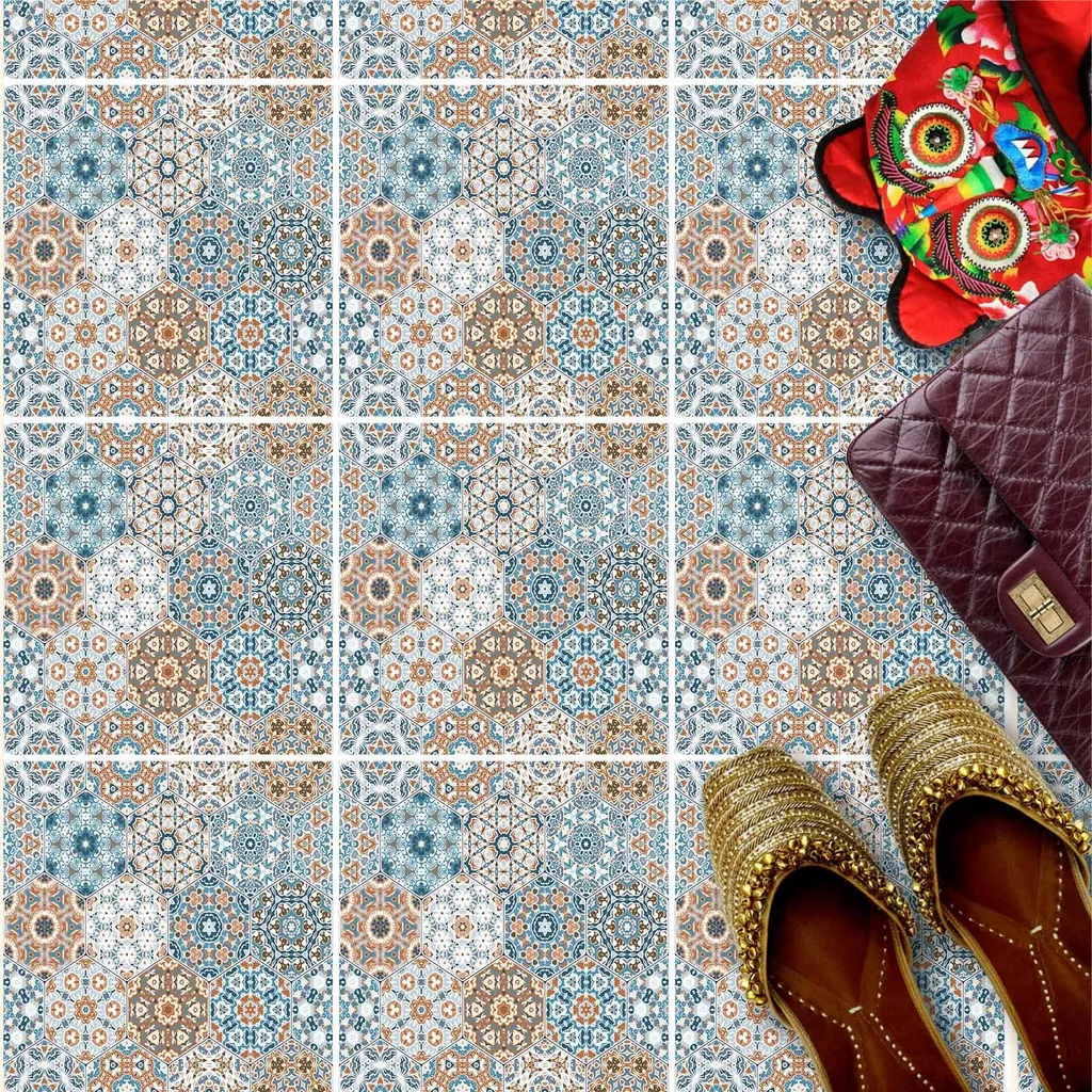 HUBDECO Carrelage Adhésif Mosaïque Arabe 30x30 cm - Set de 9 Pièces