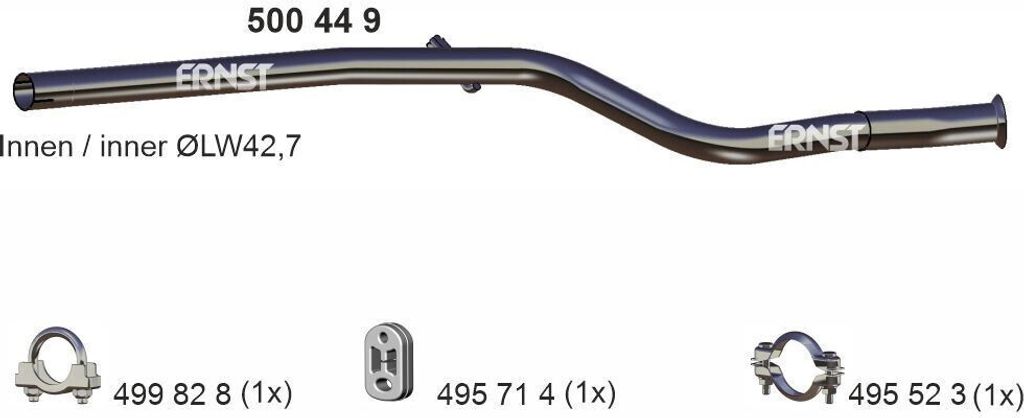 ERNST Abgasrohr Auspuffrohr passend für PEUGEOT 106 II Schrägheck (1A, 1C) 500449