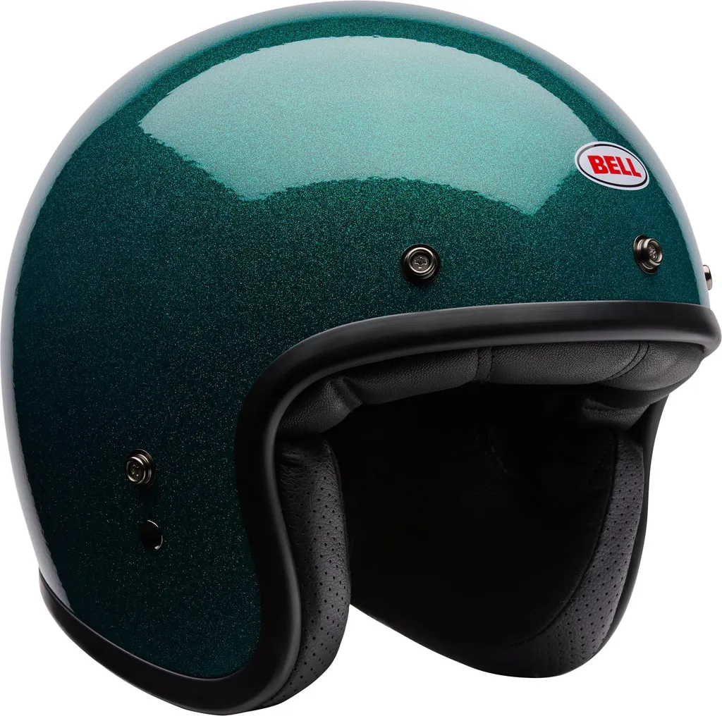 Casque moto jet Bell Custom 500 Vert Pailleté - Équipement Vintage 2XL