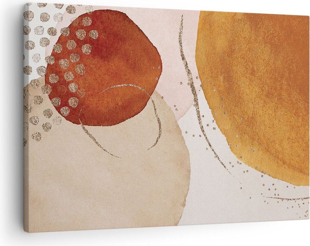 Bild auf Leinwand - Leinwandbild - Einteilig - Orange Abstraktion Flecken - 70x50cm - Wand Bild - Wanddeko - Wandbilder - Leinwanddruck - Bilder - ...