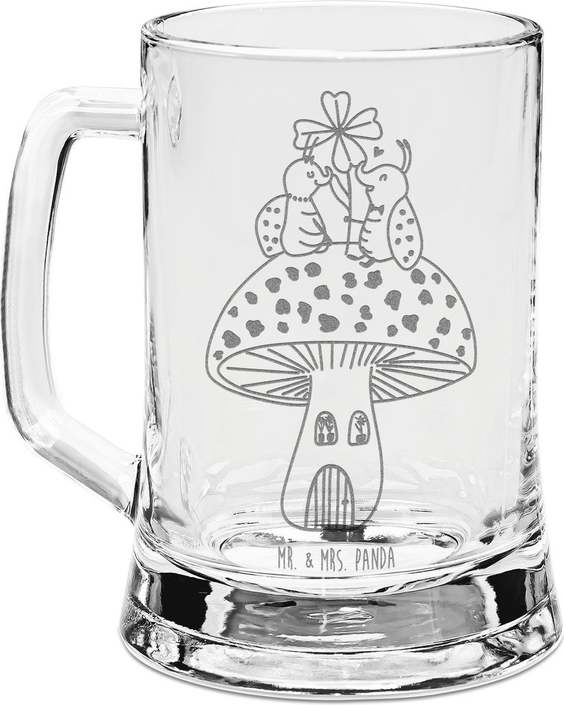Mr. & Mrs. Panda Humpen Marienkäfer Fliegenpilz - Transparent - Geschenk, Seidel, Zuhause, Haus, Lustige Sprüche, Fleigenpilzhaus, Glas Bierkrug,...