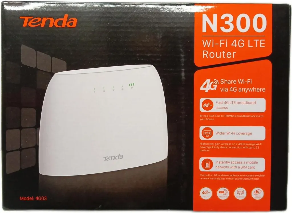 Routeur 4G Wi-Fi Tenda 4G03 Idéal pour Télétravail et Zones sans Fibre