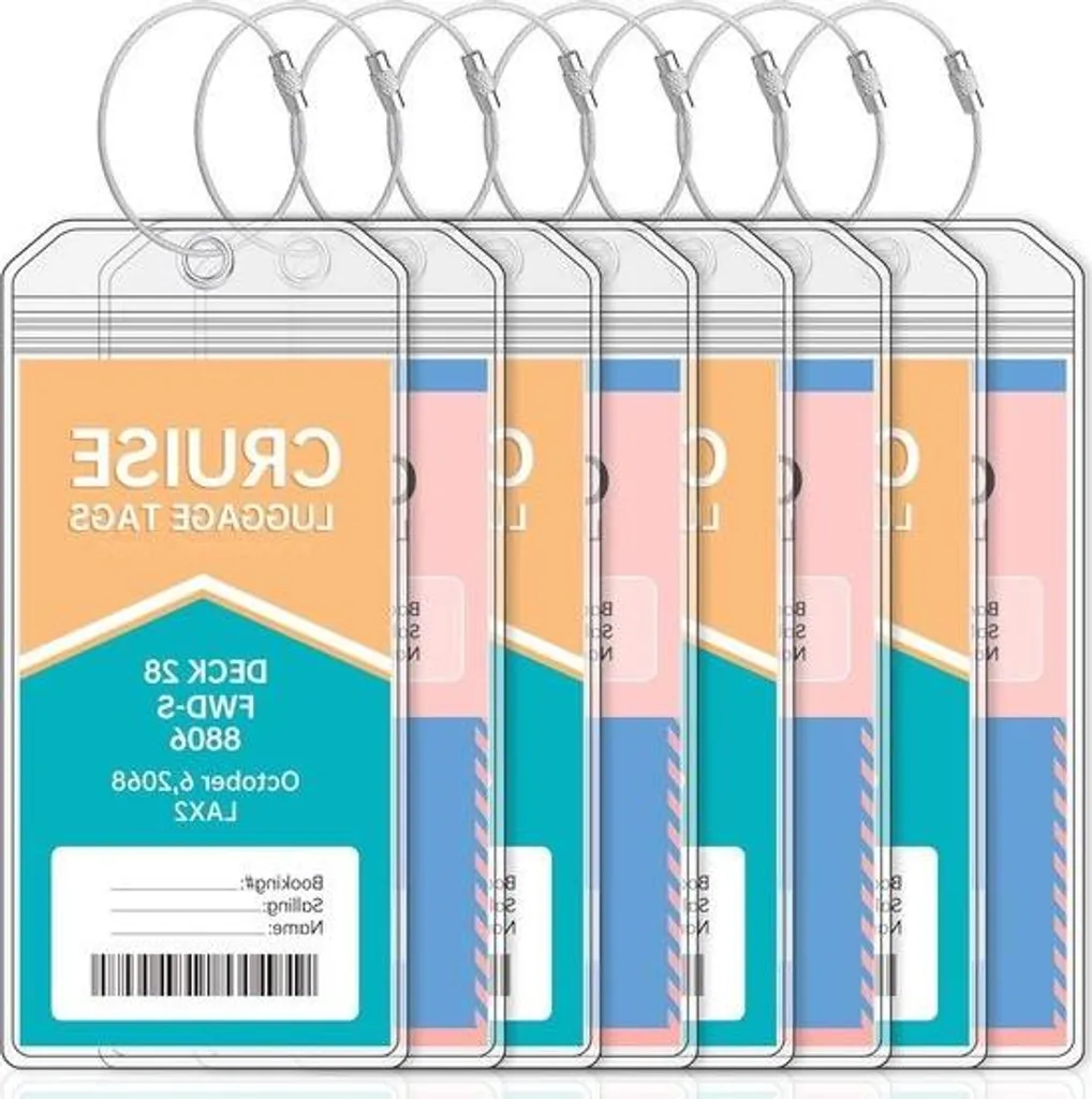 Étiquettes bagage étanches et durables - Pack de 8 avec anneau acier