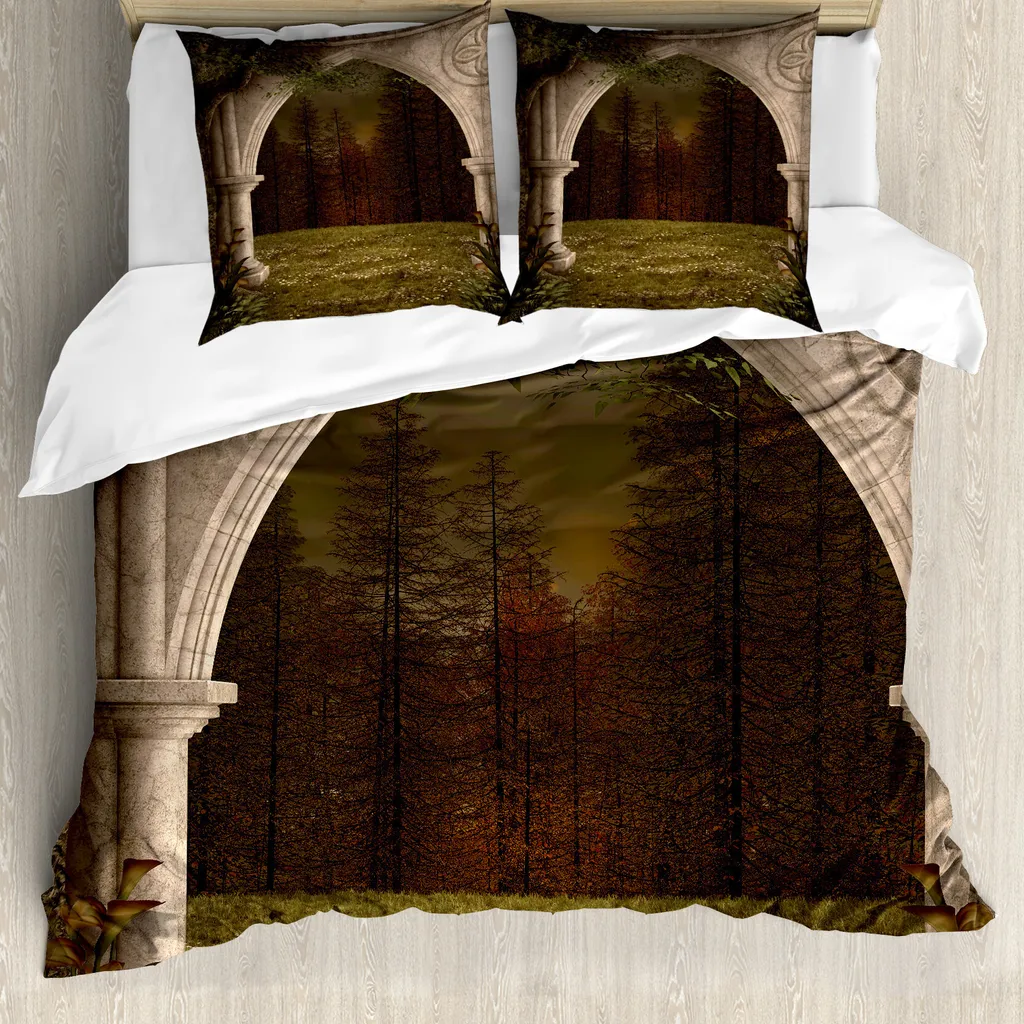 Parure Letto Vintage ABAKUHAUS - Copripiumino Verde Beige Gotico
