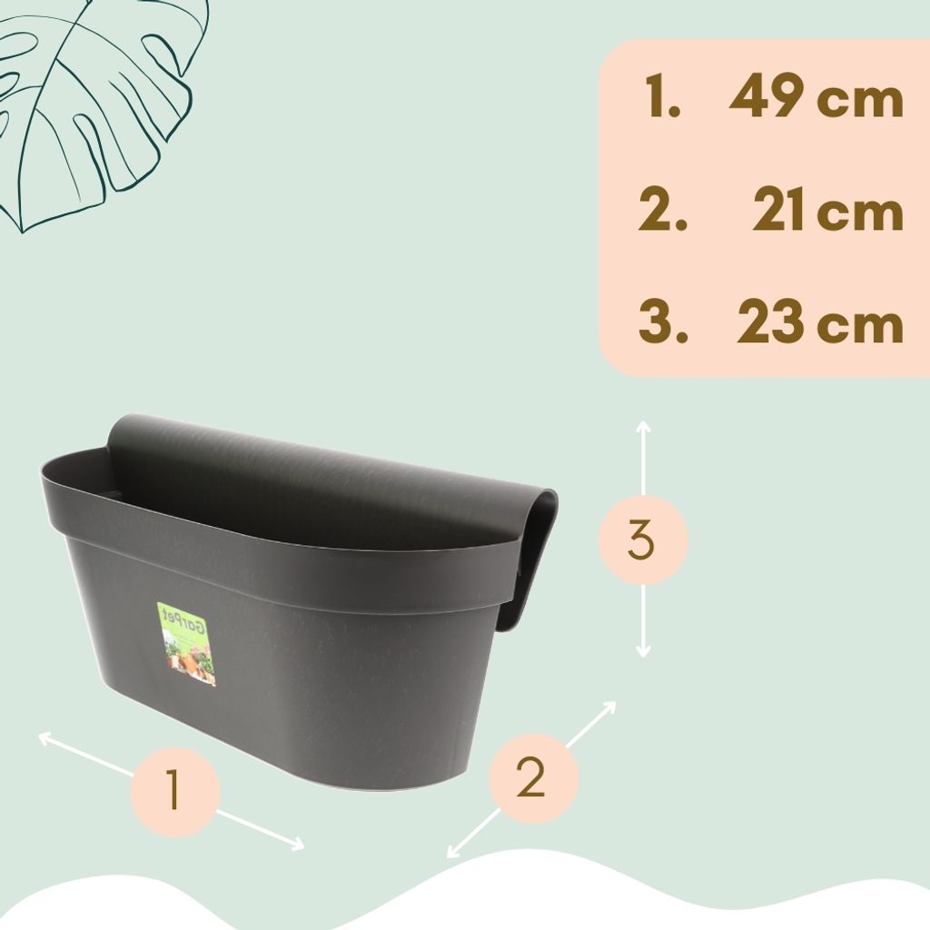 2x Geländerkasten Balkon mit Wasserspeicher Blumentopf Zaun Produktbild 2